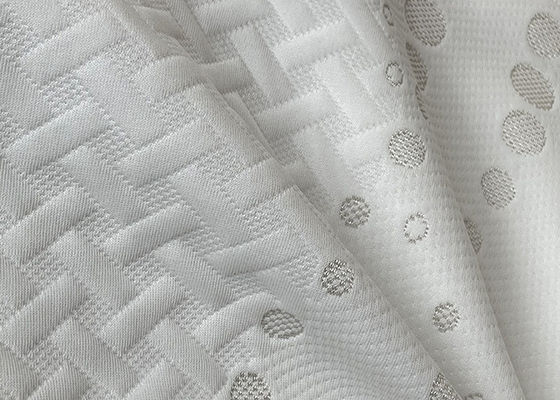 SGS ผ้าฝ้ายสีขาว Jacquard ผ้าโพลีเอสเตอร์กันน้ำผ้าถักคู่